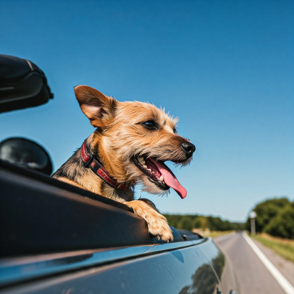 road traveling with a dog
road traveling with a pet
traveling with a dog by car
holidays with a dog