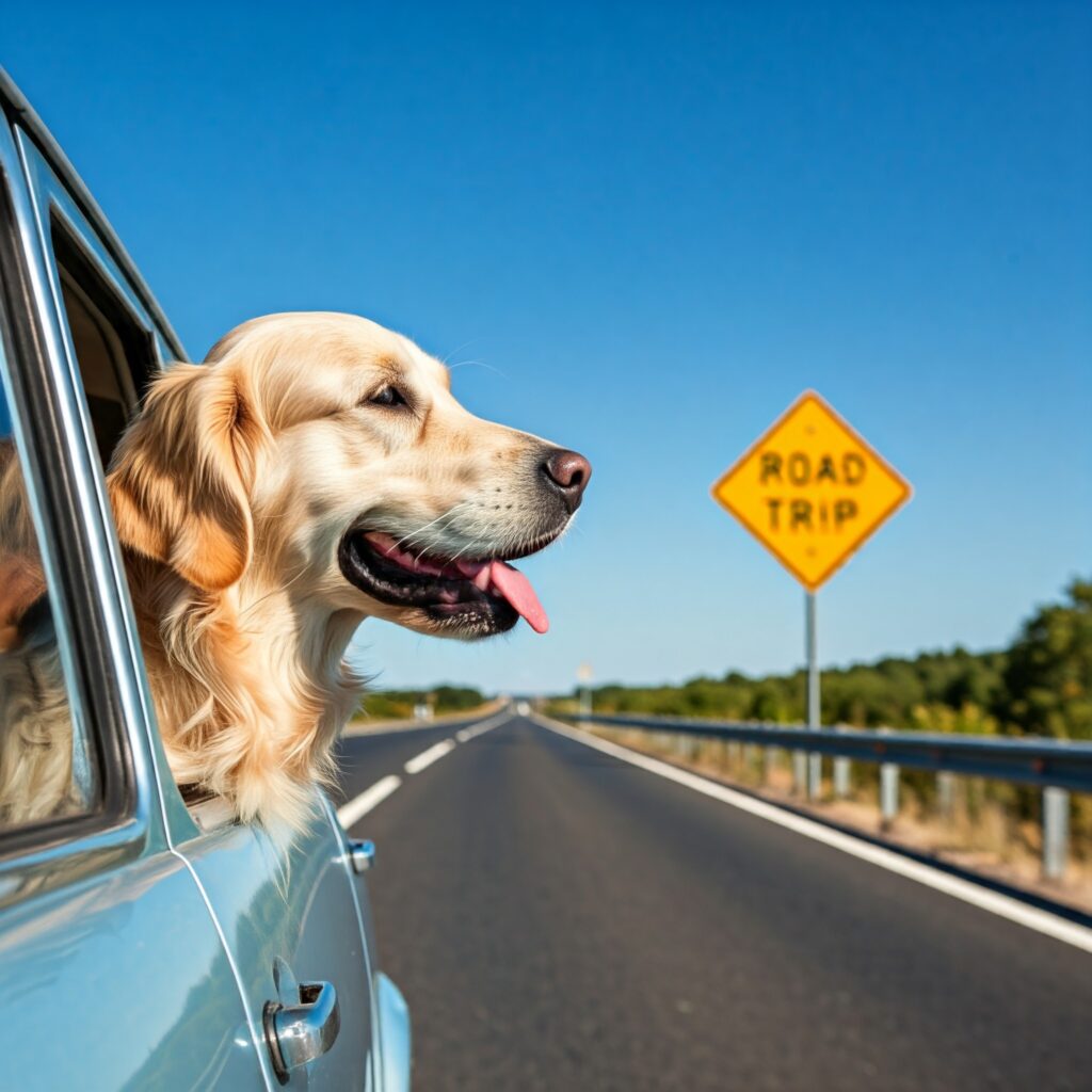 road traveling with a dog road traveling with a pet traveling with a dog by car holidays with a dog